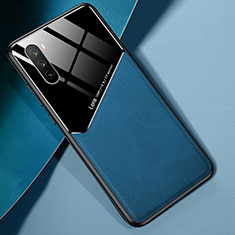 Custodia Silicone Morbida In Pelle Cover S04 per Huawei Mate 40 Lite 5G Blu