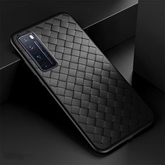 Custodia Silicone Morbida In Pelle Cover S04 per Huawei Nova 7 Pro 5G Nero