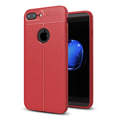 Custodia Silicone Morbida In Pelle Cover S05 per Apple iPhone 7 Plus Rosso