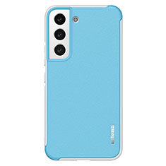 Custodia Silicone Morbida In Pelle Cover S05 per Samsung Galaxy S21 FE 5G Cielo Blu