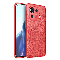 Custodia Silicone Morbida In Pelle Cover S05 per Xiaomi Mi 11 Pro 5G Rosso