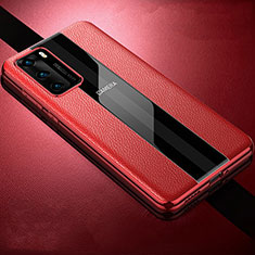 Custodia Silicone Morbida In Pelle Cover S06 per Huawei P40 Rosso