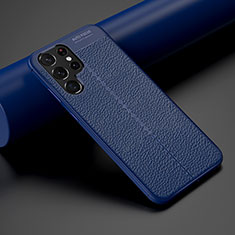 Custodia Silicone Morbida In Pelle Cover S06 per Samsung Galaxy S21 Ultra 5G Blu