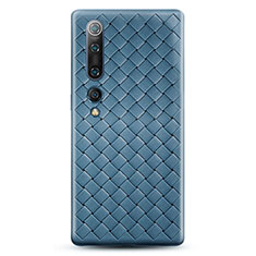 Custodia Silicone Morbida In Pelle Cover S07 per Xiaomi Mi 10 Cielo Blu