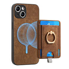 Custodia Silicone Morbida In Pelle Cover SD1 per Apple iPhone 14 Marrone