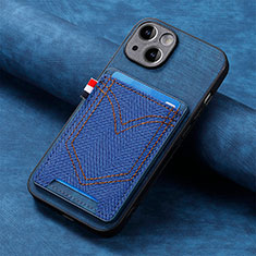 Custodia Silicone Morbida In Pelle Cover SD1 per Apple iPhone 14 Plus Blu