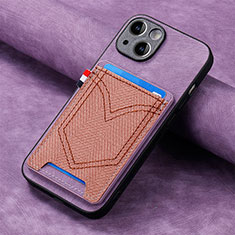 Custodia Silicone Morbida In Pelle Cover SD1 per Apple iPhone 15 Plus Lavanda