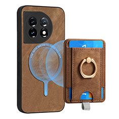 Custodia Silicone Morbida In Pelle Cover SD1 per OnePlus 11 5G Marrone