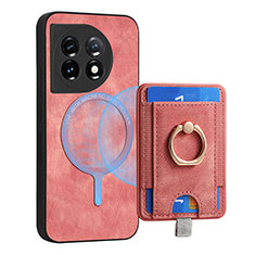 Custodia Silicone Morbida In Pelle Cover SD1 per OnePlus 11 5G Rosa