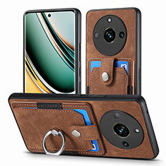 Custodia Silicone Morbida In Pelle Cover SD1 per Realme 11 Pro+ Plus 5G Marrone