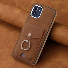 Custodia Silicone Morbida In Pelle Cover SD1 per Samsung Galaxy A03 Marrone