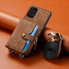 Custodia Silicone Morbida In Pelle Cover SD1 per Samsung Galaxy A32 5G Marrone