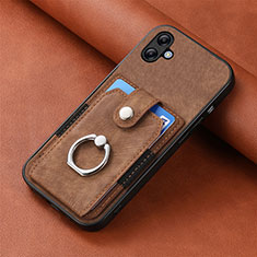 Custodia Silicone Morbida In Pelle Cover SD1 per Samsung Galaxy M04 Marrone
