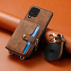 Custodia Silicone Morbida In Pelle Cover SD1 per Samsung Galaxy M12 Marrone