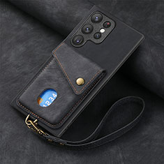 Custodia Silicone Morbida In Pelle Cover SD1 per Samsung Galaxy S22 Ultra 5G Nero