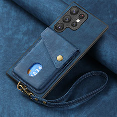 Custodia Silicone Morbida In Pelle Cover SD1 per Samsung Galaxy S24 Ultra 5G Blu