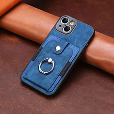 Custodia Silicone Morbida In Pelle Cover SD10 per Apple iPhone 13 Blu