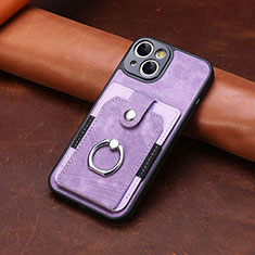 Custodia Silicone Morbida In Pelle Cover SD10 per Apple iPhone 14 Lavanda