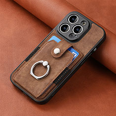 Custodia Silicone Morbida In Pelle Cover SD11 per Apple iPhone 13 Pro Max Marrone