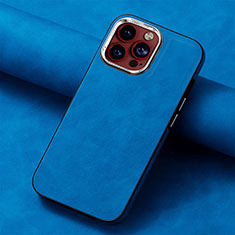 Custodia Silicone Morbida In Pelle Cover SD13 per Apple iPhone 13 Pro Blu