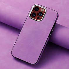 Custodia Silicone Morbida In Pelle Cover SD13 per Apple iPhone 14 Pro Lavanda