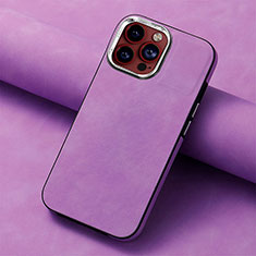 Custodia Silicone Morbida In Pelle Cover SD13 per Apple iPhone 14 Pro Max Lavanda