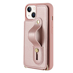 Custodia Silicone Morbida In Pelle Cover SD14 per Apple iPhone 14 Plus Oro Rosa