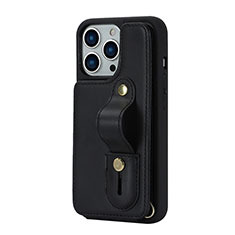 Custodia Silicone Morbida In Pelle Cover SD14 per Apple iPhone 15 Pro Max Nero