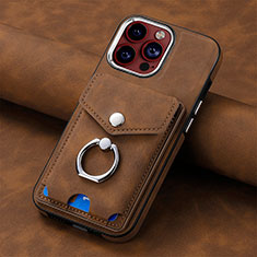 Custodia Silicone Morbida In Pelle Cover SD15 per Apple iPhone 13 Pro Max Marrone