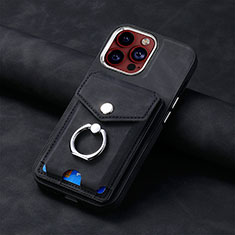 Custodia Silicone Morbida In Pelle Cover SD15 per Apple iPhone 14 Pro Max Nero