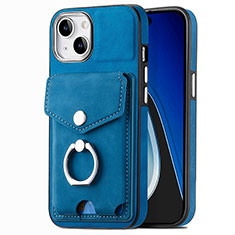 Custodia Silicone Morbida In Pelle Cover SD16 per Apple iPhone 14 Blu