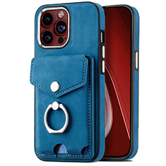 Custodia Silicone Morbida In Pelle Cover SD16 per Apple iPhone 14 Pro Max Blu