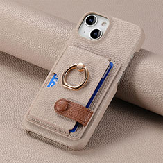 Custodia Silicone Morbida In Pelle Cover SD17 per Apple iPhone 14 Plus Khaki