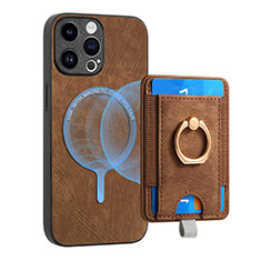 Custodia Silicone Morbida In Pelle Cover SD17 per Apple iPhone 14 Pro Max Marrone