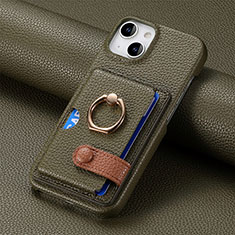 Custodia Silicone Morbida In Pelle Cover SD17 per Apple iPhone 15 Plus Verde Militare