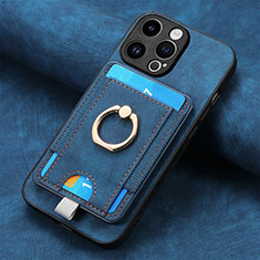 Custodia Silicone Morbida In Pelle Cover SD18 per Apple iPhone 14 Pro Blu