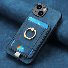 Custodia Silicone Morbida In Pelle Cover SD2 per Apple iPhone 14 Blu