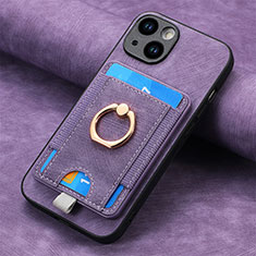 Custodia Silicone Morbida In Pelle Cover SD2 per Apple iPhone 14 Lavanda