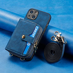 Custodia Silicone Morbida In Pelle Cover SD2 per Apple iPhone 15 Plus Blu