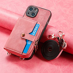 Custodia Silicone Morbida In Pelle Cover SD2 per Apple iPhone 15 Plus Rosa