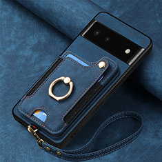 Custodia Silicone Morbida In Pelle Cover SD2 per Google Pixel 6 5G Blu