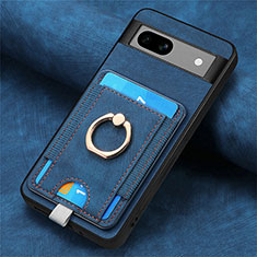 Custodia Silicone Morbida In Pelle Cover SD2 per Google Pixel 7a 5G Blu