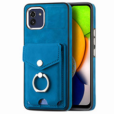 Custodia Silicone Morbida In Pelle Cover SD2 per Samsung Galaxy A03 Blu