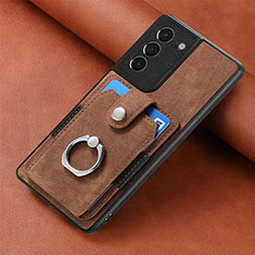 Custodia Silicone Morbida In Pelle Cover SD2 per Samsung Galaxy S21 FE 5G Marrone