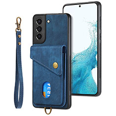 Custodia Silicone Morbida In Pelle Cover SD2 per Samsung Galaxy S22 5G Blu