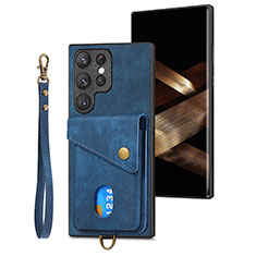 Custodia Silicone Morbida In Pelle Cover SD2 per Samsung Galaxy S24 Ultra 5G Blu