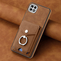 Custodia Silicone Morbida In Pelle Cover SD3 per Samsung Galaxy A22 5G Marrone
