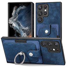 Custodia Silicone Morbida In Pelle Cover SD3 per Samsung Galaxy S22 Ultra 5G Blu