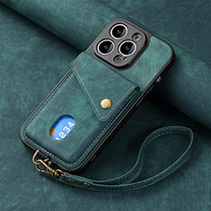 Custodia Silicone Morbida In Pelle Cover SD4 per Apple iPhone 13 Pro Verde