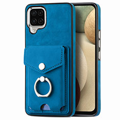 Custodia Silicone Morbida In Pelle Cover SD4 per Samsung Galaxy A12 Blu